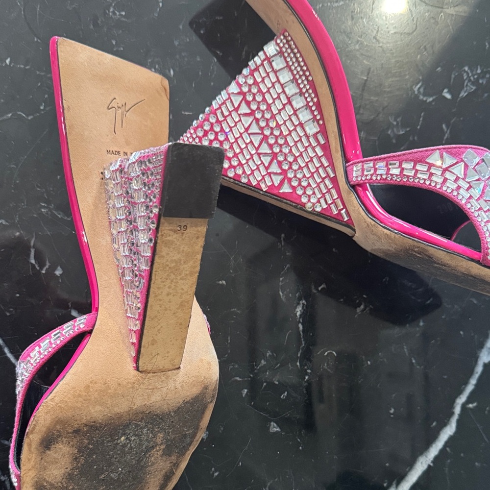 Giuseppe Zanotti Rare Pink and Silver Wedge mules 39 - Picture 6 of 6